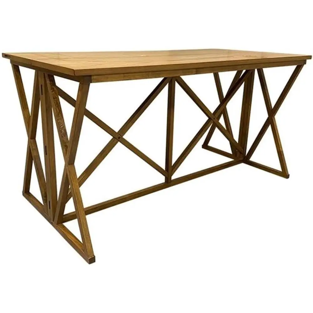 Flip Top Bar Table Wooden Console Desk Convertible Sofa Table Sturdy Construction Golden Oak Finish Multipurpose Design Home