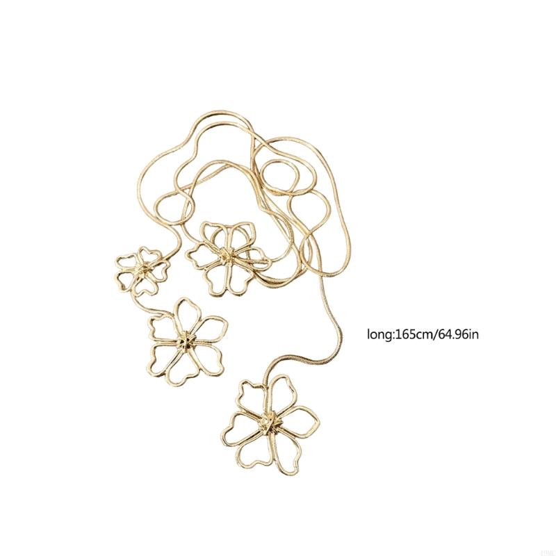 49mc ausgefeilte hohle Blütenblätter Anhänger Halskette Elegante Metallkette