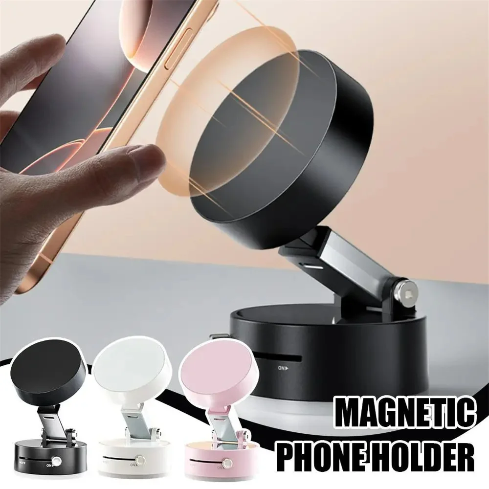 Soporte para teléfono plegable, soporte magnético fuerte para teléfono de coche, soporte para teléfono para salpicadero 360 °   Soporte GPS con ventosa de vacío giratoria en el coche