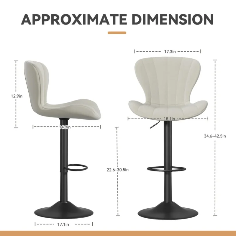 2 Pcs Set Bar Chairs Adjustable Office Chairs High Backrests Soft Cushions High Stools Simple Solid Color Bar Chair Furniture