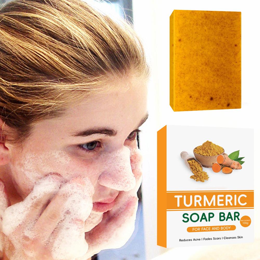 Kurkuma Zeep Gezicht Reiniging Anti Acne Whitening Huid Lichter Gezicht Verwijderen Puistjes Lichter Gember Handgemaakte Zeep
