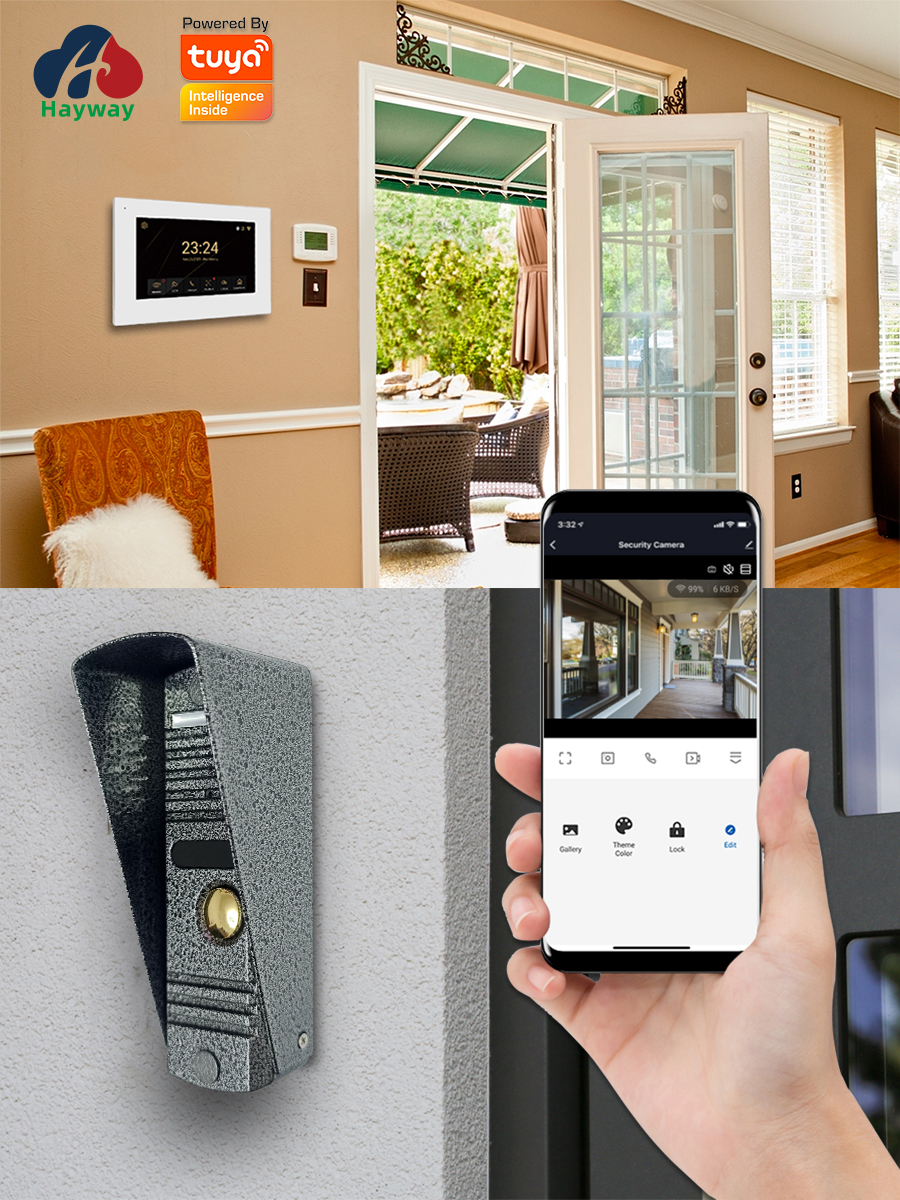 Hayway Home Intercom 1080P Doorbell Camera For Apartment 7 " Tuya Smart Full Touch Monitor Support Motion Detection Auto Record