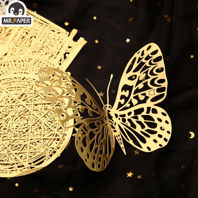 Mr.Paper 빈티지 할로우 브론징 카드스톡 종이, 미적인 손 계정 장식 재료 종이 제품, 8 가지 스타일, 10 개/가방