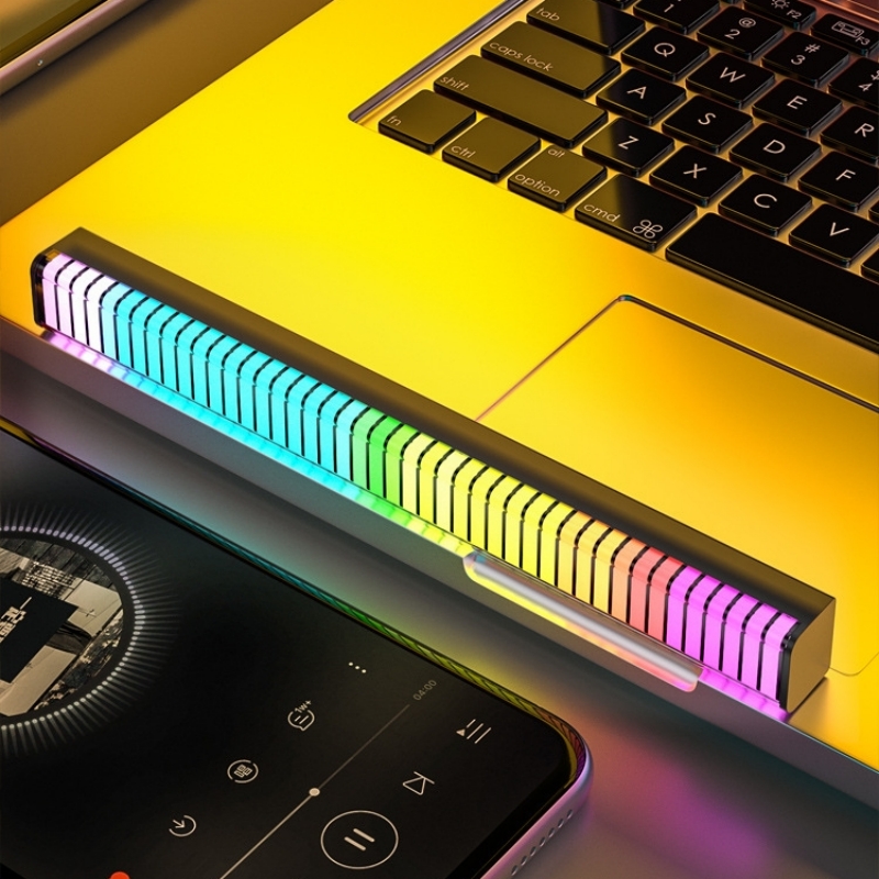 Smart RGB Sound Control Lights 3D Double Sided Pickup LED Lights Rhythm Ambient LAMP APP Control For Car Gaming Desktop Lights