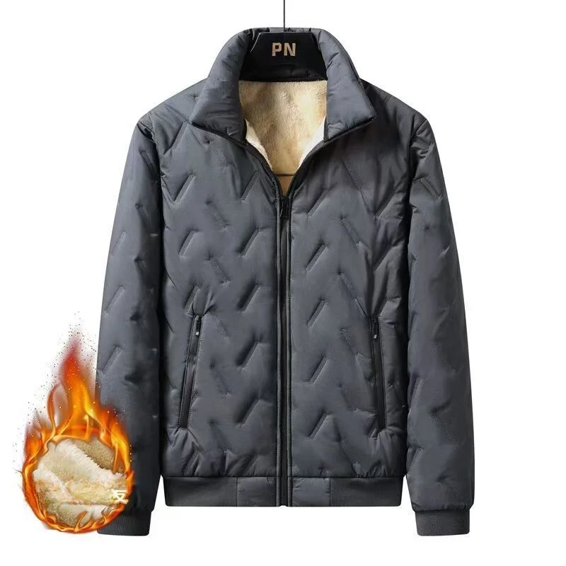 Jaqueta de Aodão de Veludo de Cordeiro Reforçada com Gola Alta, Resistente ao Uso, Roupas de Trabalho de Inverno para Homen...