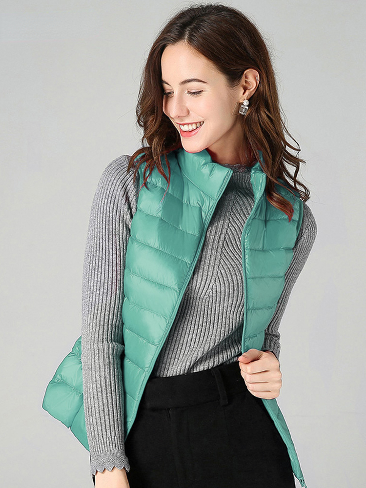 Frauen Unten Weste Ultraleicht Dünne Ärmellose Jacke Weiße Ente Unten Winter Tops Frühling Herbst Weibliche Tragbare Outwear