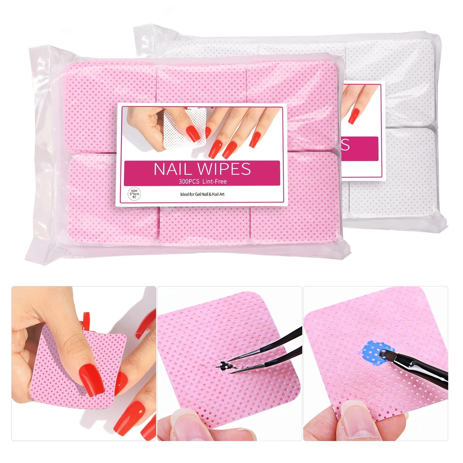 Salviette per rimuovere lo smalto, tamponi per la pulizia delle unghie, cuscinetti per unghie non tessuti per salone di bellezza per donne e ragazze