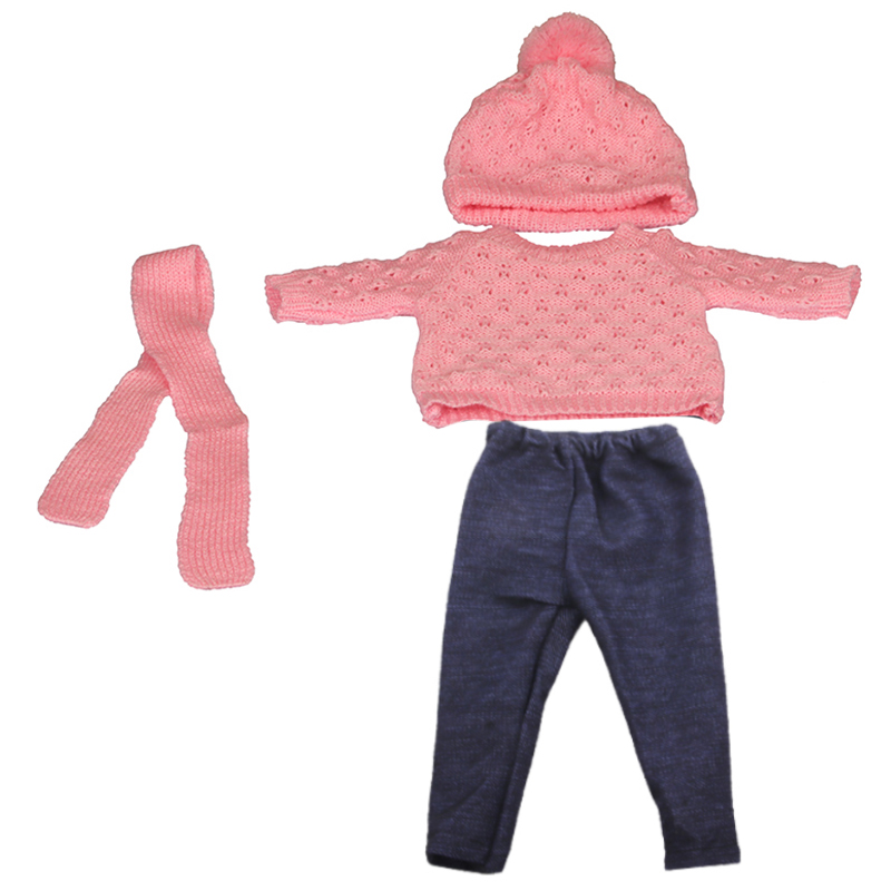 Комплект одежды для кукол 18 дюймов, американские куклы, свитер + шапка + штаны, костюм, наряд для новорожденных 43 см, кукла Rosia Girl