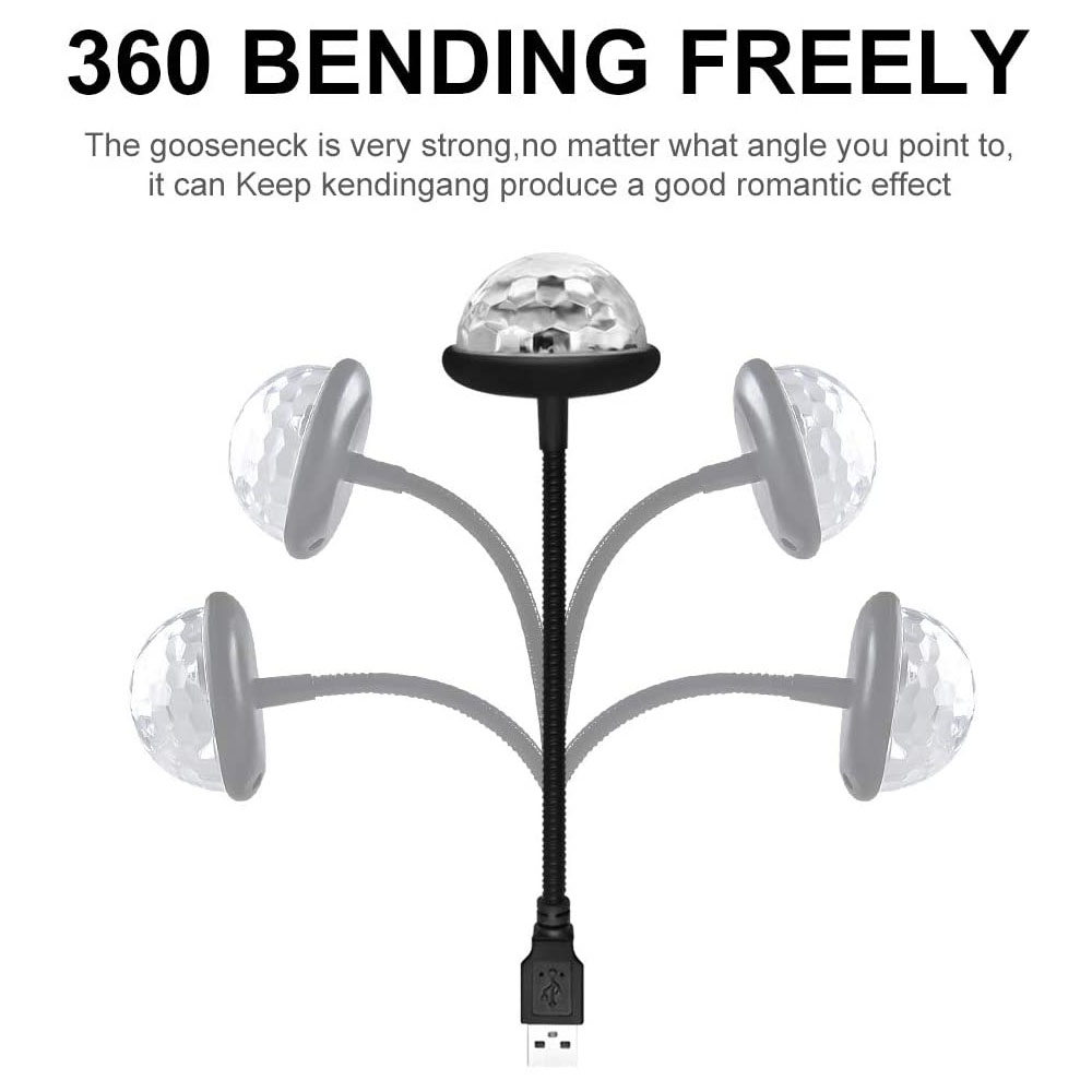 USB Mini Disco Ball Lights RGB Dj Lighting Sound Party Auto Multi Color Car Atmosphere Light Room Decorations Lamp Strobe Light