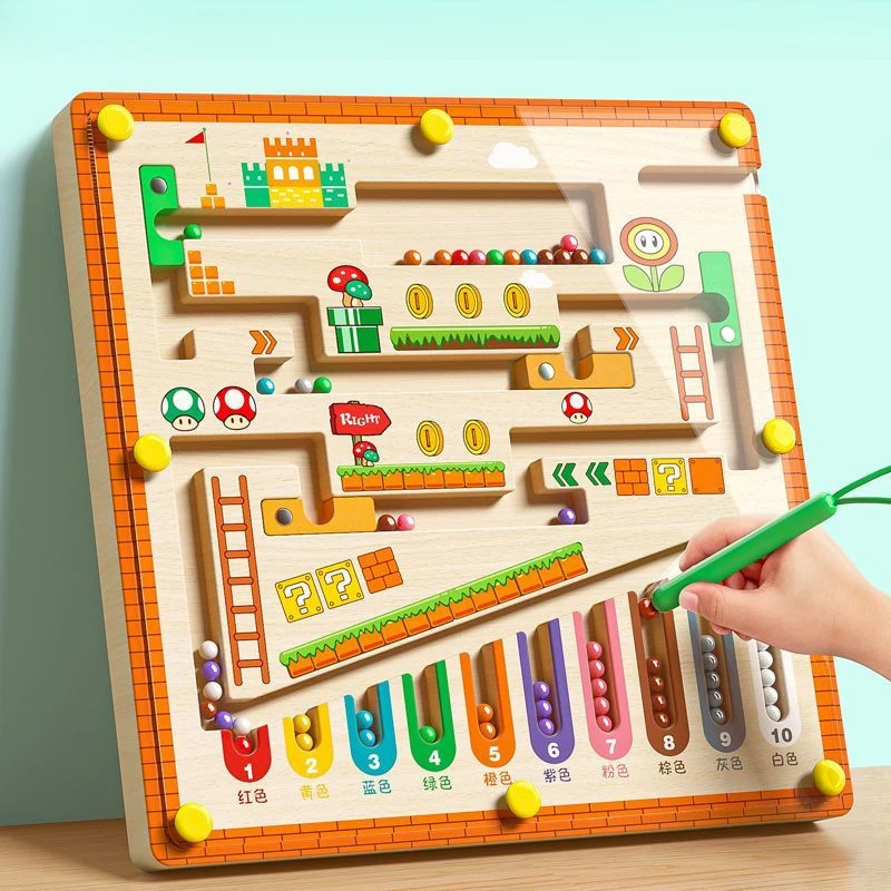 Labirinto magnetico per bambini Palla da passeggio Addestramento alla concentrazione del bambino, Scrittura del pensiero logico Puzzle per l'educazione precoce di 3 anni