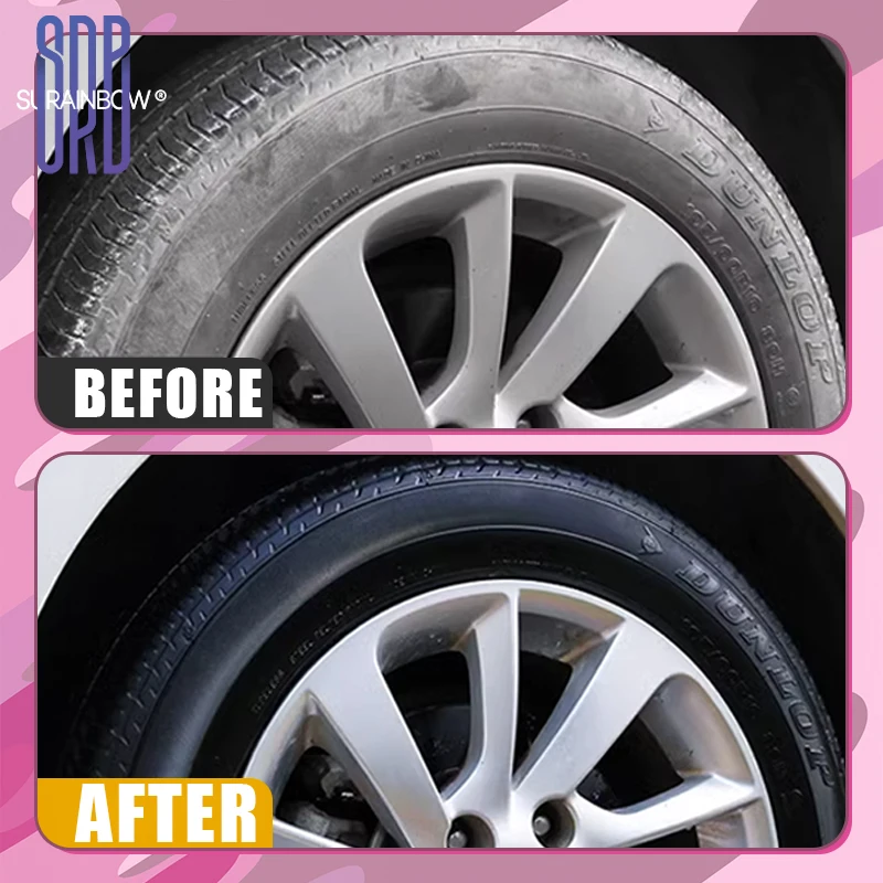 Vendaje negro para brillo de neumáticos con aspecto húmedo, spray de vendaje para neumáticos con capa transparente para automóviles para un aspecto húmedo brillante de neumáticos, vinilo y plástico, con UV