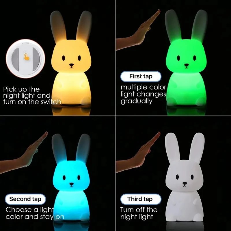 LED Night light ซิลิโคนกระต่าย Touch Sensor โคมไฟสัตว์น่ารักตกแต่งห้องนอนของขวัญเด็กทารกเด็กตารางโคมไฟตกแต่งบ้าน