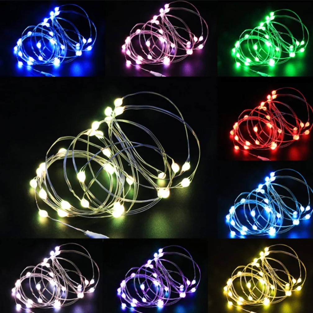 USB ไฟ LED String 1/2/3/5M ลวดเงิน Garland กันน้ําไฟ Fairy สําหรับคริสต์มาสงานแต่งงาน Holiday Party ตกแต่ง