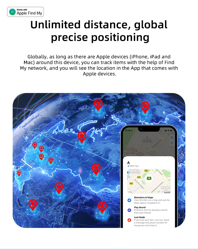 Timethinker GPS Tag Tracker Work with Apple Find My APP Bluetoot ITag Anti Lost Reminder Device MFI Smart Locator Pet Kid Finder