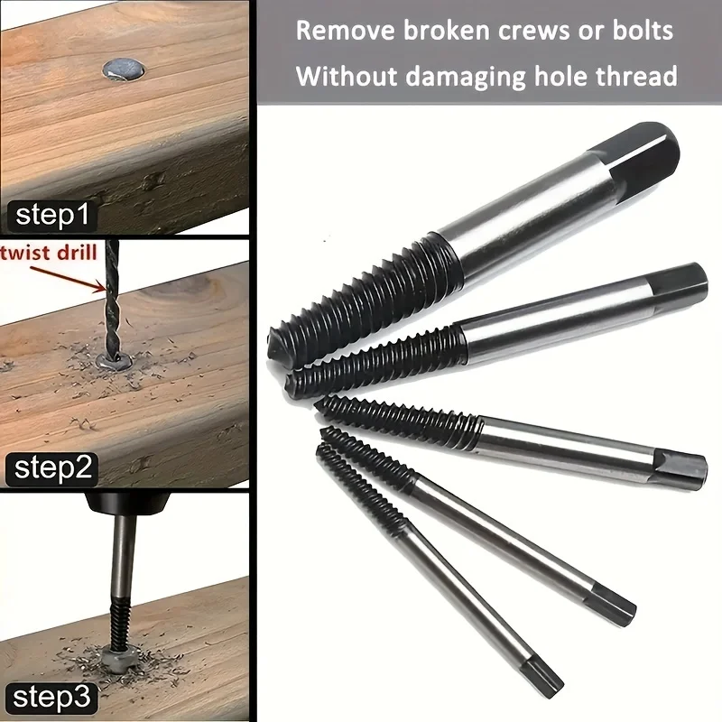 5/6 stücke Schraube Extractor Metall Bohrer Set Beschädigte Schrauben Remover Extractor Holzbearbeitung Werkzeuge Gebrochene Bolzen Wasser Rohr Extractor
