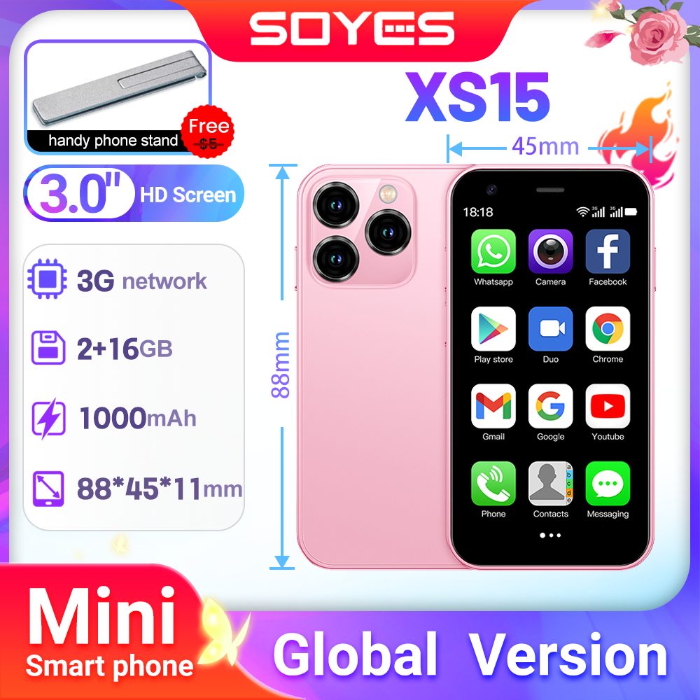 SOYES XS15 Mini Android8.1 Smart Phone 3.0 Inch Display 2GB RAM 16GB ROM Dual SIM Standby Play Store 3G Little Phone