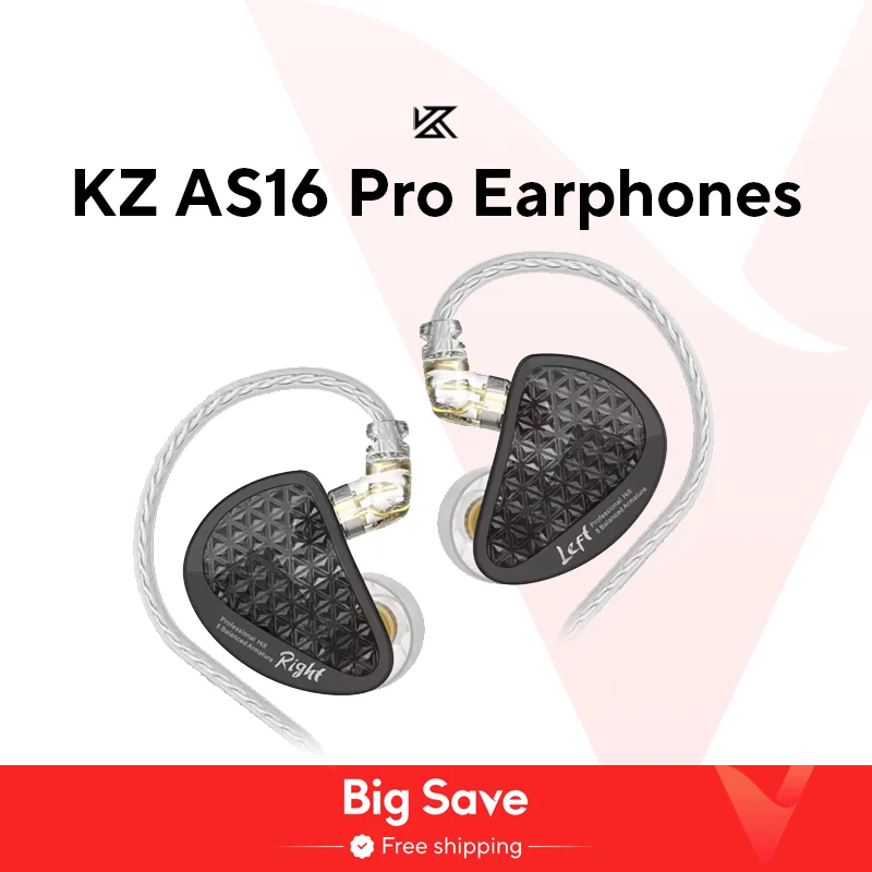 KZ AS16 Pro In Ear Oortelefoon 16BA Balanced Armature HIFI Bass Monitor Hoofdtelefoon Ruisonderdrukkende Oordopjes Sport Headset
