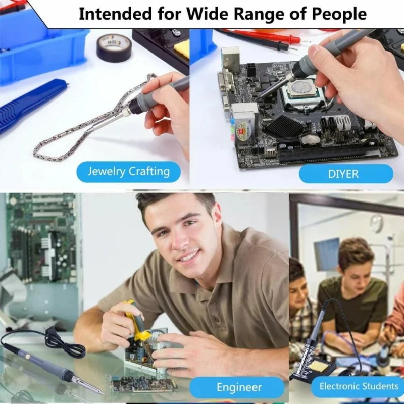 1/5/6pcs 60W 220V EU Adjustable Temperature Electric Soldering Iron Welding Iron Rework Station Heat Pen Tips DIY Repair Tool