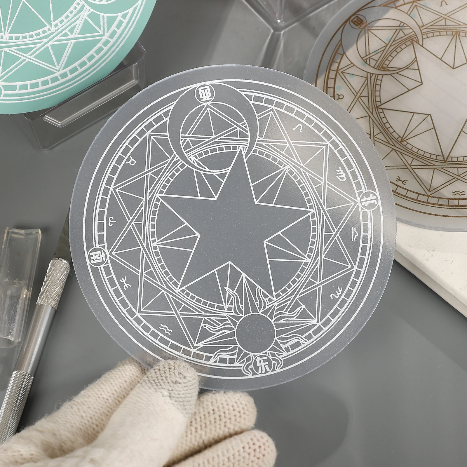 JIANWU Circular Magic Circle Pattern Backing Plate Cutting Board Cutting Mats Creative DIY Journal Student Supplies Stationery