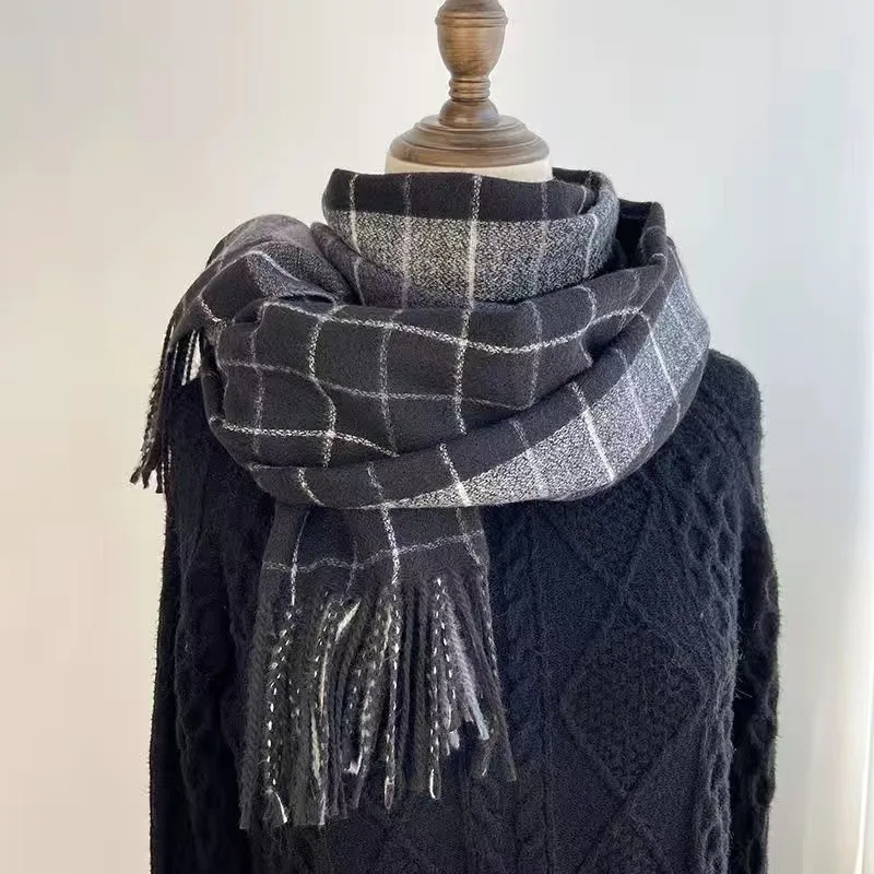 Moda inverno xadrez cachecol feminino outono e inverno tudo novo clássico britânico imitação cashmere xadrez sha