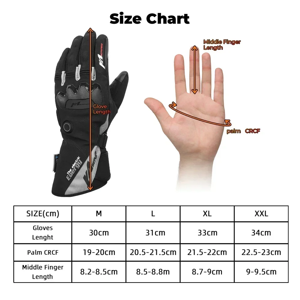 KEMIMOTO 電熱手袋冬スキー手袋タッチスクリーンオートバイ手袋防水充電式加熱熱
