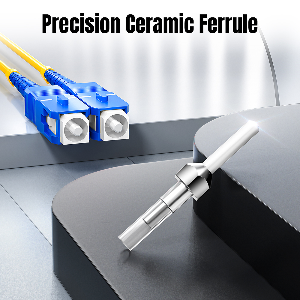 AMPCOM SC to SC UPC Fiber Optical Patch Cable Single Mode Simplex SMF 9/125μm OFNR LZSH Bend Insensitive Optical Fiber Jumper