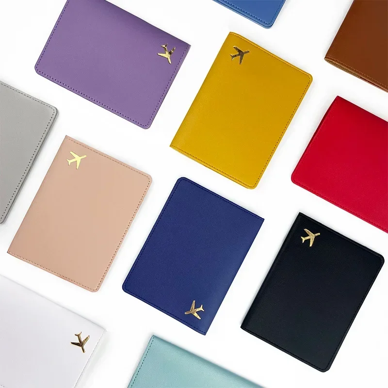 Men Women Unisex Passport Holder Gold Airplane Travel Accessory Cover Lightweight Waterproof Rfid Blocking Slim Card Holder