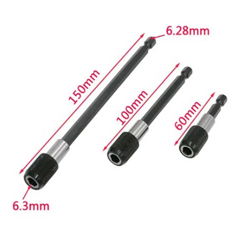 1 PC/3 PCS 1/4 นิ้ว Quick Hex Shank Release แม่เหล็กไขควงไฟฟ้า Extension Bit 60/100/150 มม. Ro
