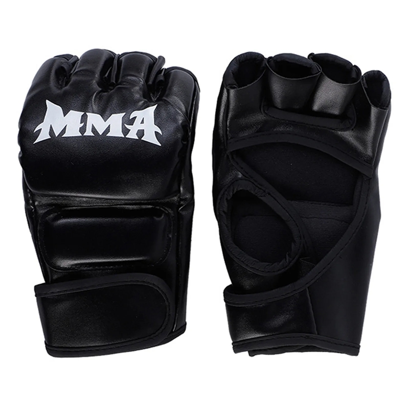 PU Half Finger Boxing Gloves PU Leather MMA Fighting Kick Boxing Gloves Karate Muay Thai Training Workout Gloves Training Gear
