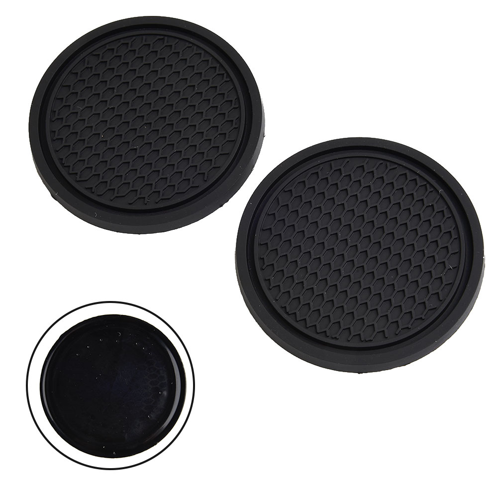 Portavasos negro para coche, posavasos antideslizantes, accesorios interiores universales, se adapta perfectamente a la mayoría de las tazas, 2 uds.