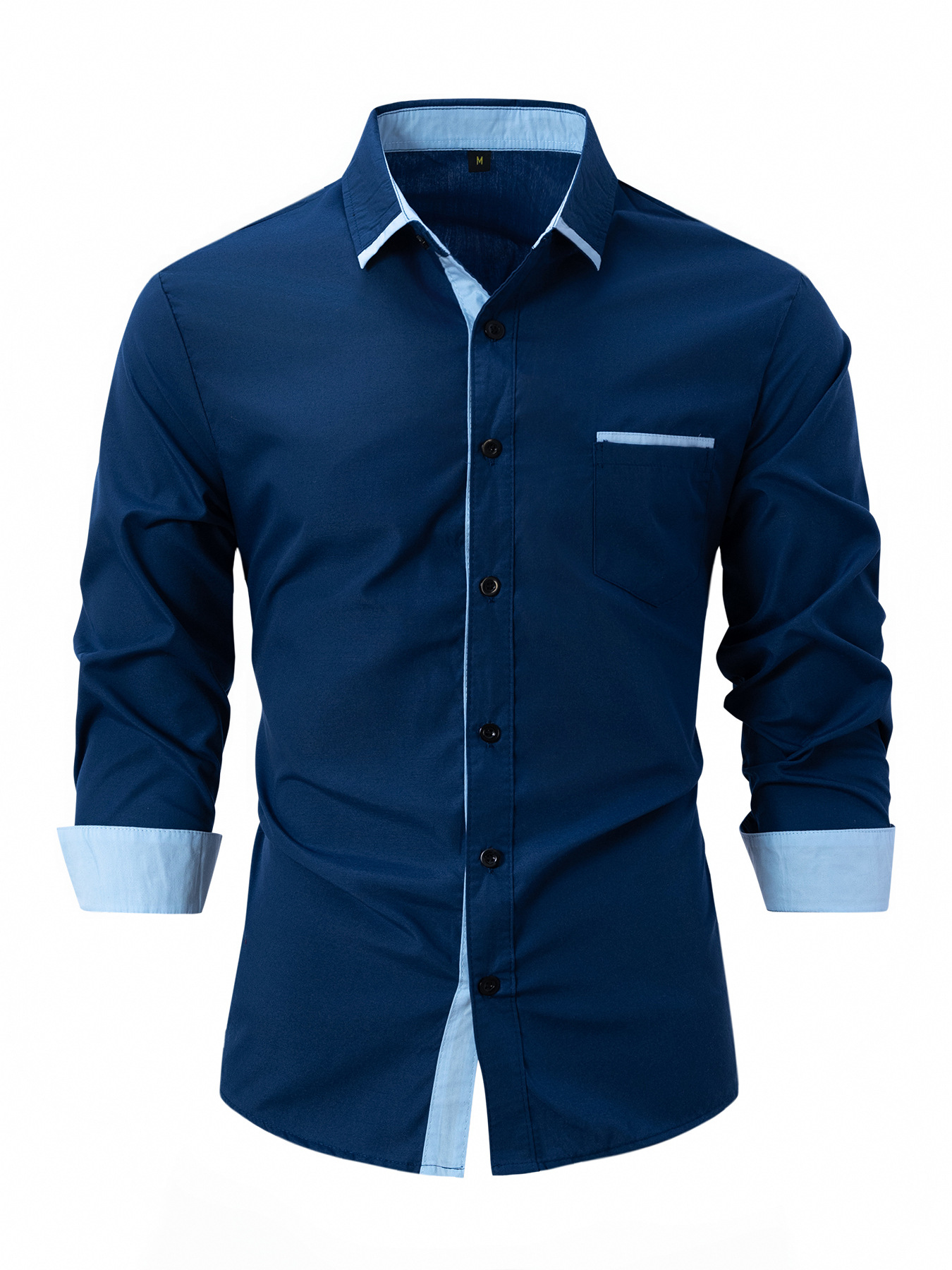 Camisa de negocios sencilla de manga larga, transpirable, relajada, de Color sólido, con diseño empalmado, primavera y otoño