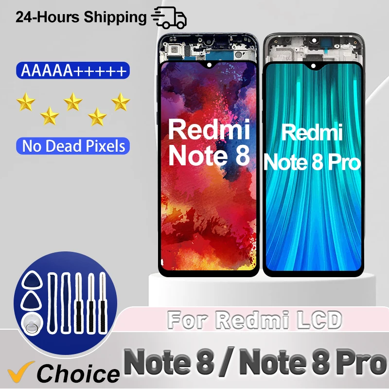 Tela IPS para Xiaomi Redmi Note 8, LCD Touch Digitizer, Peças de Reposição, M1908C3JG, Nota 8 Pro, M1906G7G