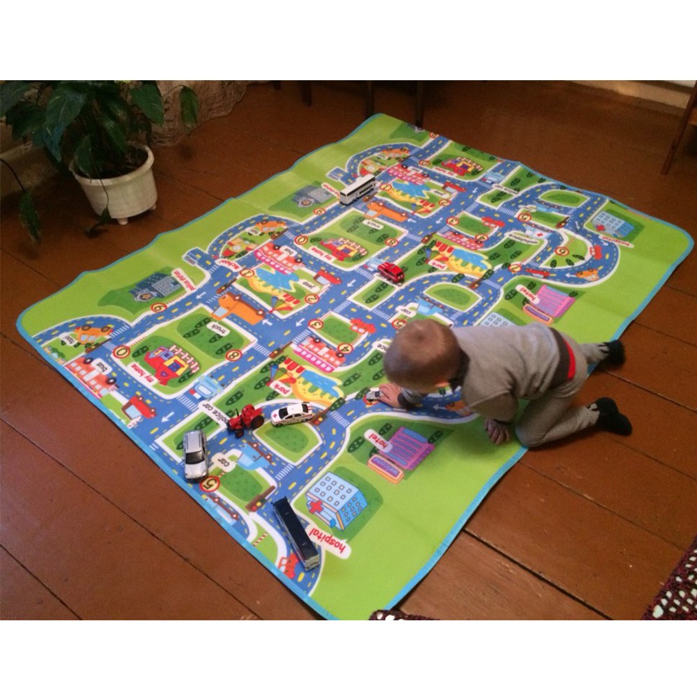 เมืองขนาดใหญ่การจราจรรถ Mat Play พรมเด็กพัฒนาเด็ก Crawling Mat เล่นเกมของเล่นเด็ก Mat Playmat ปริศนา