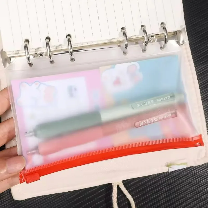 12/6/2PCS หลวม Binder A6 6 หลุมโปร่งใสซิปโฟลเดอร์หลวมกระเป๋ากันน้ํา PVC ซองกระเป๋าการจัดเก็บเอกสารกระเป๋า