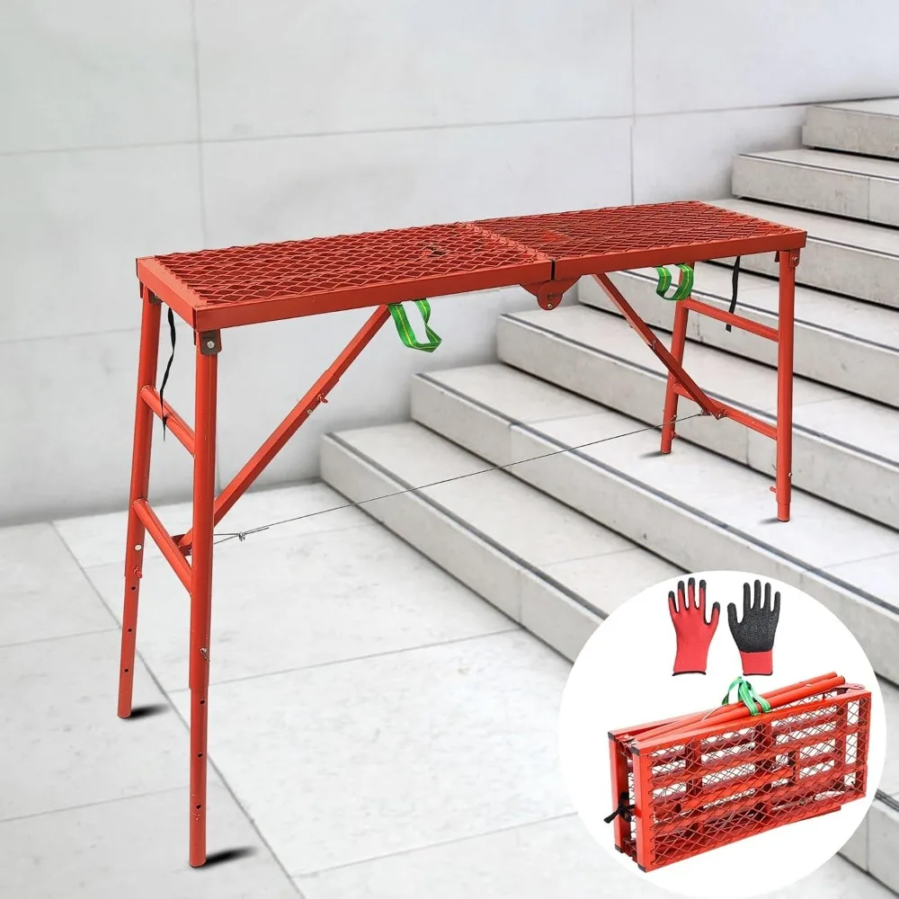 Adjustable Ladder Work Platform, 70(L) x15(W) x Adjustable Platform Ladder for Stairs, Home Portable Scaffoldding,770 Lbs Capaci