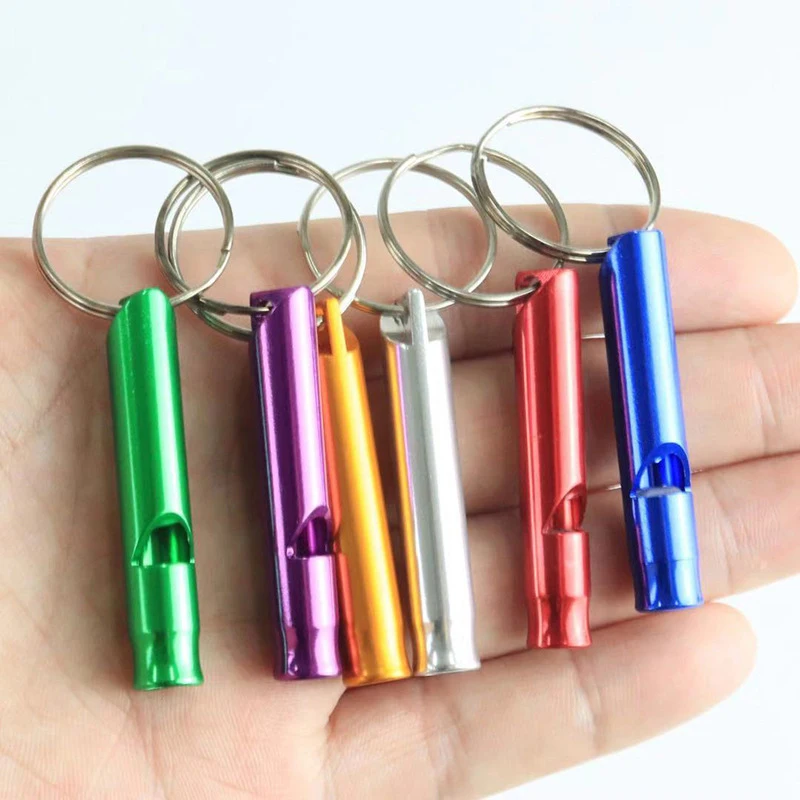 Klein multifunctioneel aluminium noodoverlevingsfluitje sleutelhanger kamperen wandelen buitengereedschap trainingsfluit