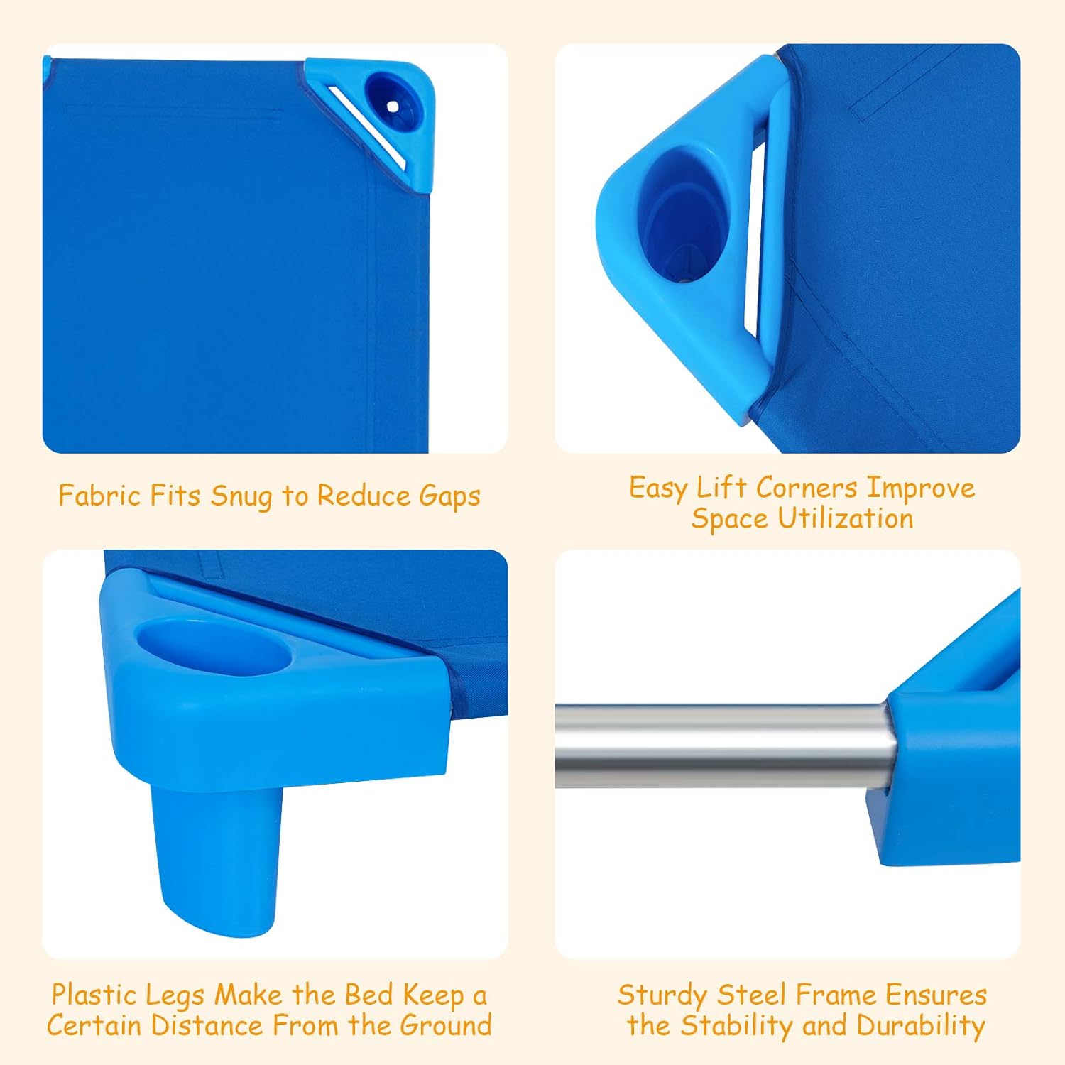 Stackable Sleeping Daycare Cots for Kids, Portable Toddler Nap Cots, 52" L x 23" W, Ready-to-Assemble, Space-Saving Children Nap