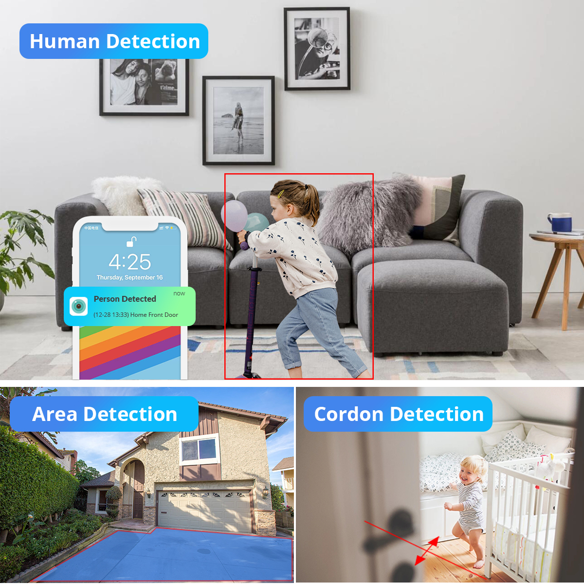 Cámara de vigilancia IP con WiFi de 1080P, Monitor de seguridad para bebés, Audio y vídeo CCTV de 2MP, visión nocturna en Color, detección IA, Mini cámara iCSee