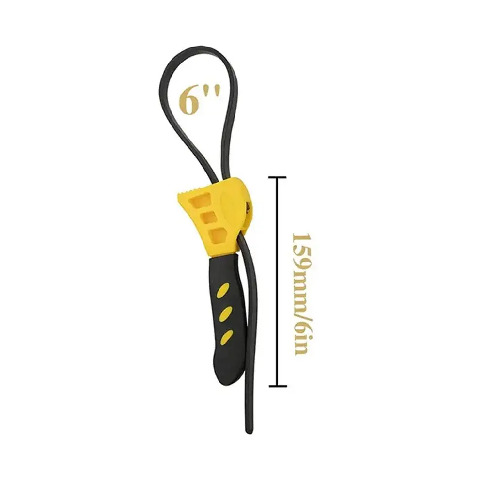 Llave de correa multifuncional, correa de goma ajustable, llave para tarro, herramienta, abridor, cartucho, tubo, filtro, desmontaje de aceite, 6 pulgadas