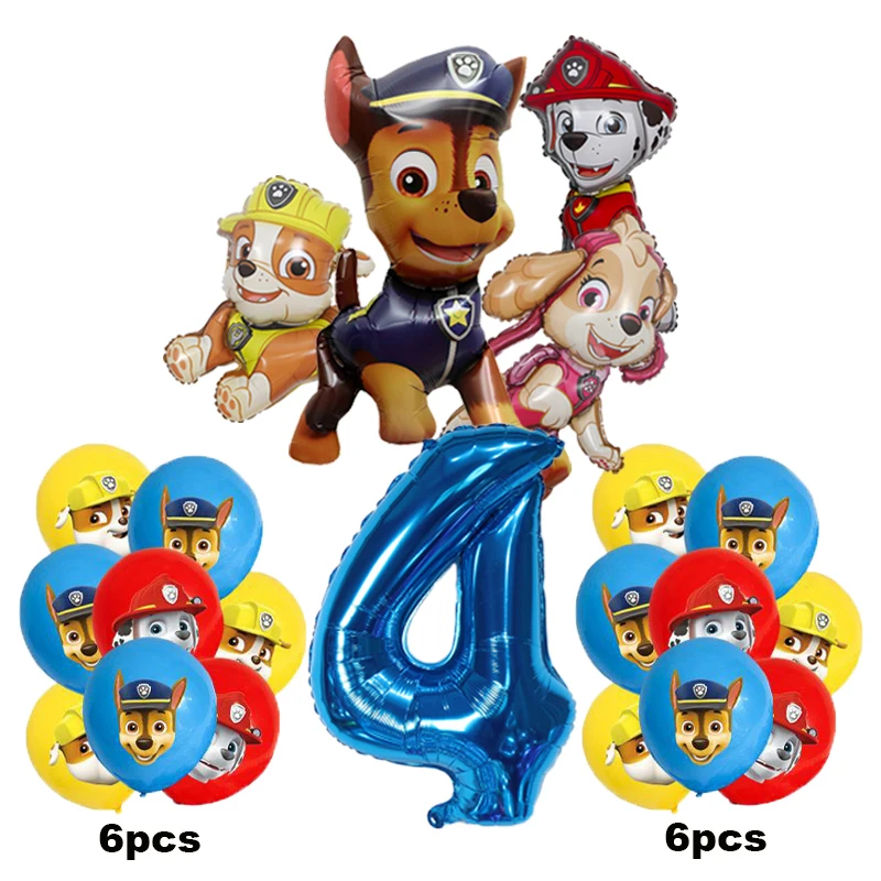 17 ชิ้นการ์ตูน PAW Patrol วันเกิดตกแต่งฟิล์มอลูมิเนียมดิจิตอลชุดบอลลูนสุนัข Chase Marshall Skye เด็กอุปกรณ์ของเล่น