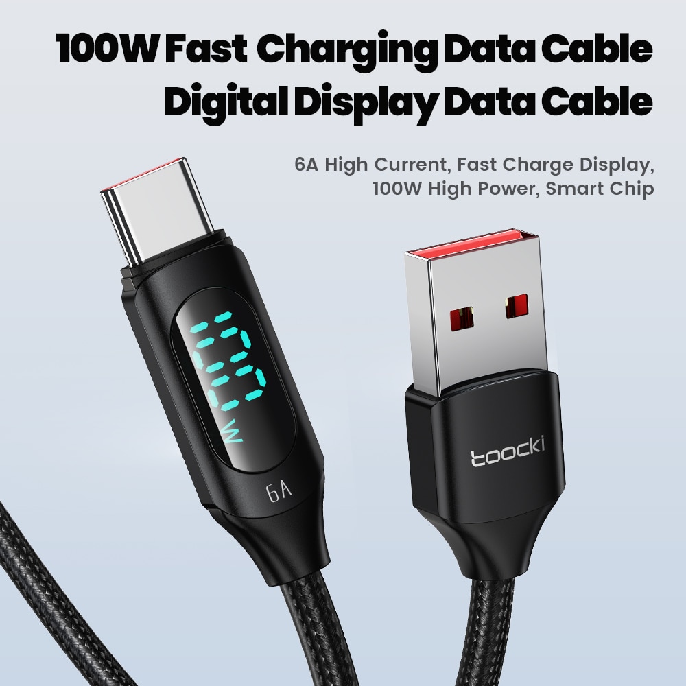 Toocki 100w cabo usb tipo c para huawei honor xiaomi samsung super carga carregamento rápido usb c carregador cabo de dados fio 1m 2m