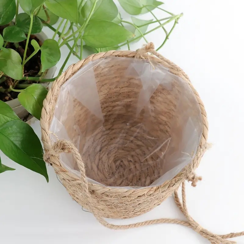 1 ชุด, สวนแขวน Macrame ตะกร้าเก็บพืชเชือกปอกระเจาทอในร่มกลางแจ้งดอกไม้ผู้ถือหม้อไม้แขวนเสื้อบ้าน D