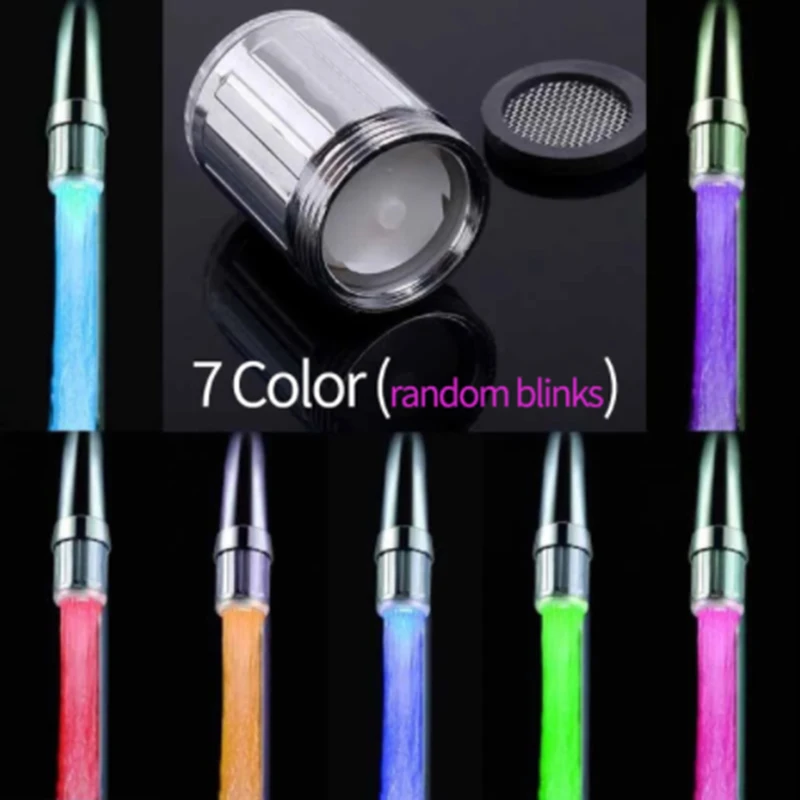ขั้นสูง Faucet Aerator Water 7 สีสันฝักบัว LED Tap Light Water Saving สีสัน Aerator อุปกรณ์ห้องน้ําตกแต่ง