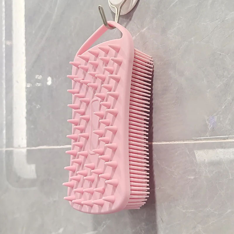 2-in-1-Duschbürste aus Silikon, Schrubber, weiches Silikon, Kopfhaut-Massagegerät, Shampoo-Bürste, doppelseitige Körperbürste, Schaumstoff-Haut-Reinigungswerkzeug