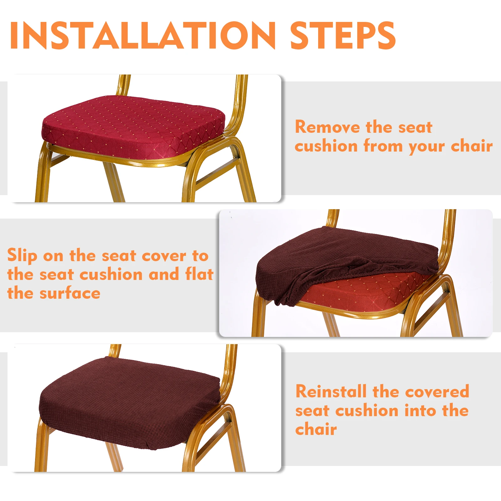 1/4 Uds. Fundas de asiento para sillas de comedor, lavables y extraíbles, antipolvo, fundas para sillas de cocina, fundas de cojines
