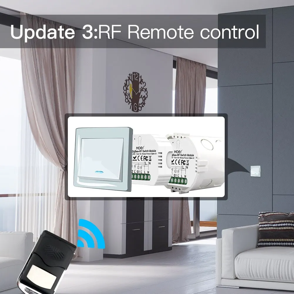 MOES ZigBee 3.0 スマート ライト スイッチ リレー モジュール 1/2/3 ギャング スマート ライフ/Tuya コントロール、Alexa Google Home Yandex による 2MQTT セットアップ