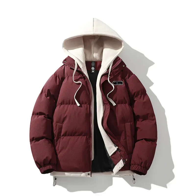 Chaqueta cálida informal 2 en 1 con capucha a prueba de viento para bicicleta, abrigo de algodón para pareja sencilla, cortavientos para exteriores, otoño e invierno, 2024