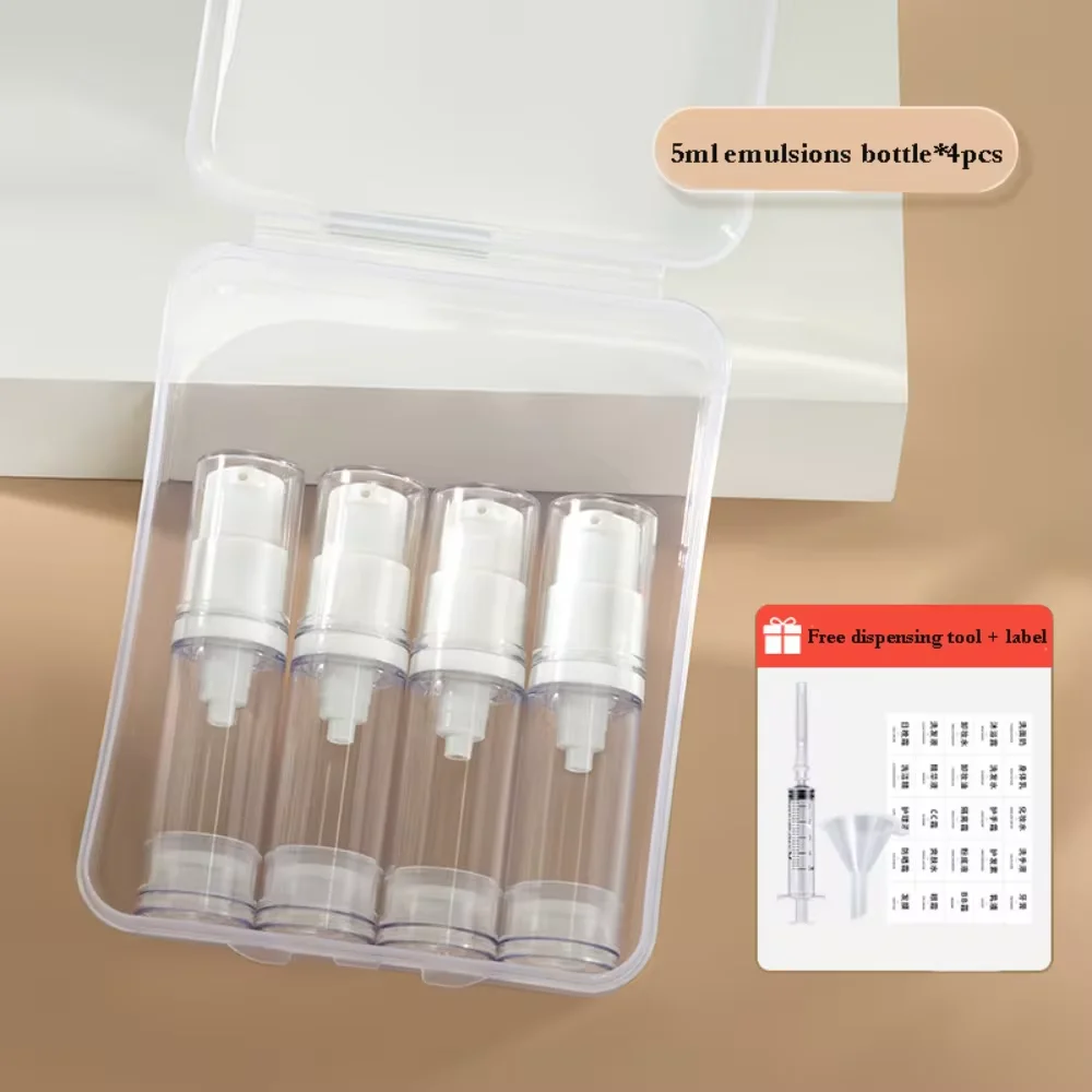 1 conjunto 5-15ml claro vazio recarregável bomba de vácuo mal ventilado creme loção e spray garrafa portátil conjunto amostra embalagem para produtos de higiene pessoal