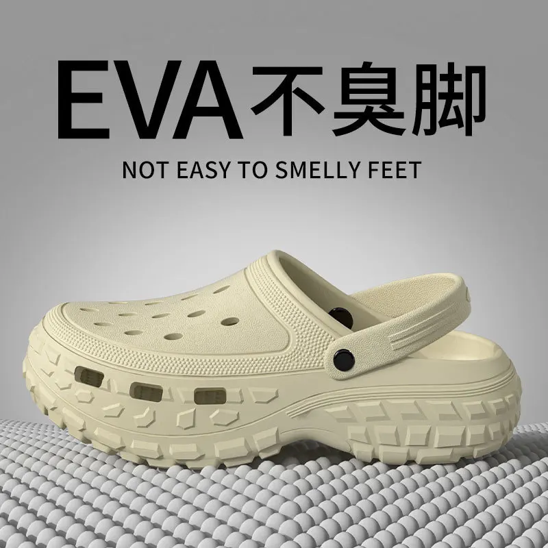 Men Platform Sandals 2025 Summer Closed Toe Non-slip Beach Sandals Woman Lightweight Soft Bottom Non-slip Sandalias for Home