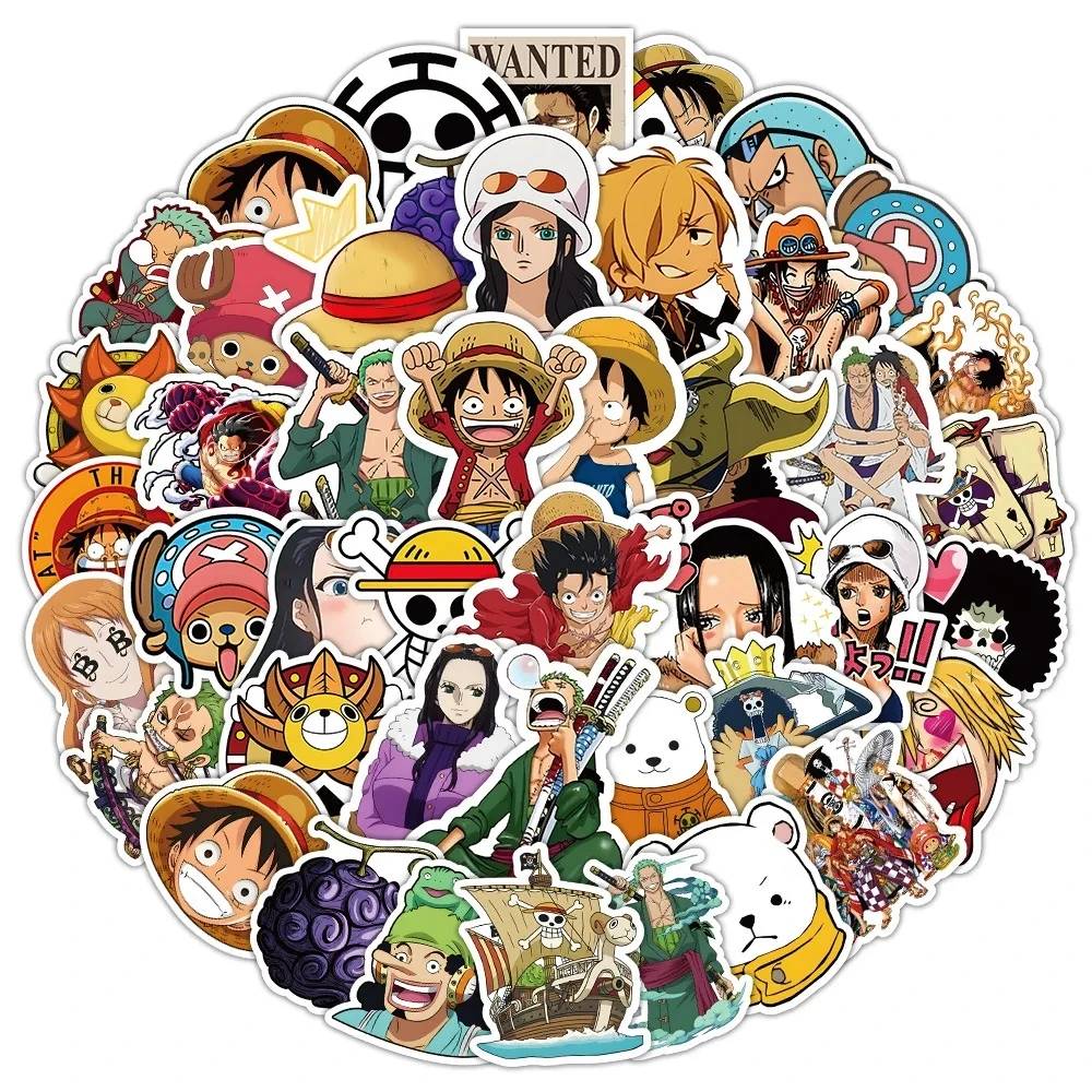 10/30/50pcs 원피스 스티커 애니메이션 Luffy 만화 데칼 낙서 DIY 노트북 오토바이 스케이트 보드 전화 방수 어린이 장난감
